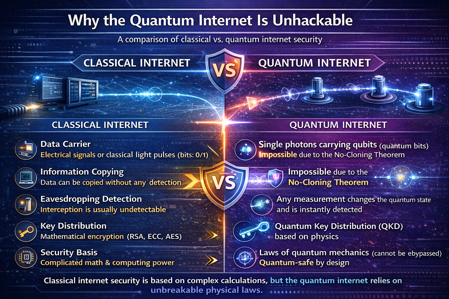 Quantum vs Classical Internet